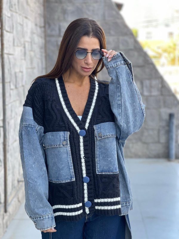 ⁦קרדיגן כיסים שילוב⁩ – תמונה ⁦2⁩